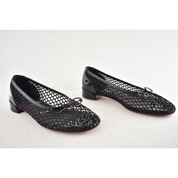 Christian Louboutin Sweetie Jane Mesh Flat Black Patent Ballet Ballerina 39.5 - Picture 6 of 16